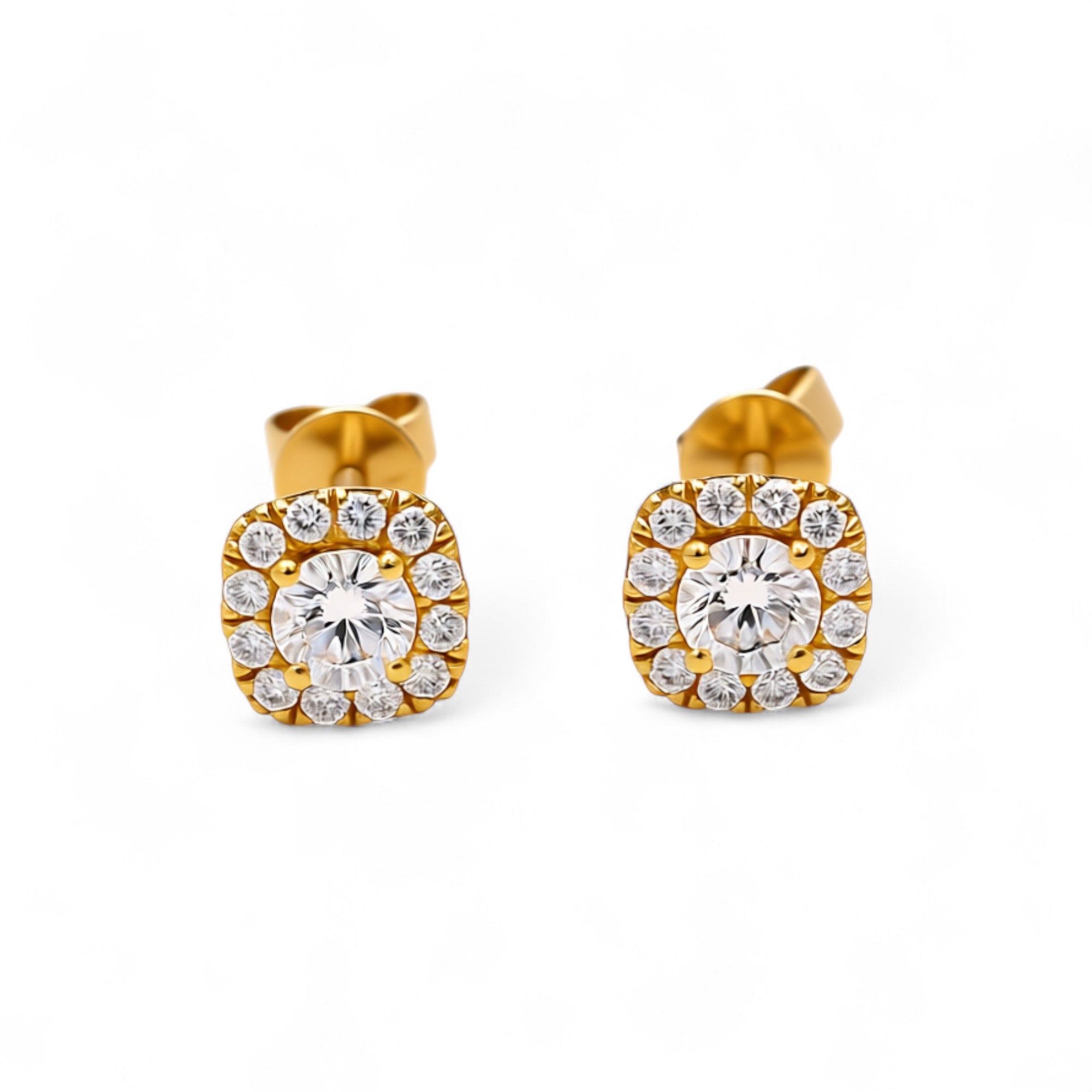 14K White Gold Stud Earrings with Round Lab Grown Diamond