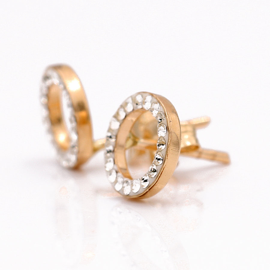 14k Yellow Gold Earrings Round with CZ