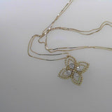 Lady's Yellow 10 Karat Classic Diamond Necklace Length 18 0.25tw Round Diamonds with earrings
