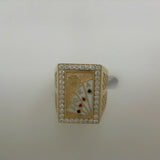 Gent's Yellow 14 Karat Play Cards Fashion Ring Size 11.5 Weight: 10.7