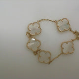 14K Yellow Gold MOP Clovers Bracelet Women's