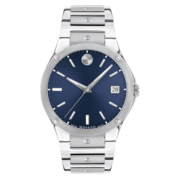MOVADO SE Silver and Blue Classic Watch
