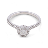 14K White Gold Round Diamond Engagement Ring with 0.25Tw center Round Diamond and Round Diamond