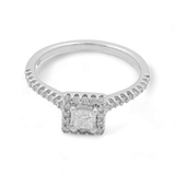 14K White Cocktail Diamond Engagement With 0.25tw Center Princess Round Diamond Ring