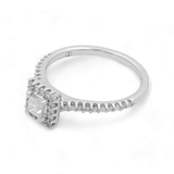14K White Cocktail Diamond Engagement With 0.25tw Center Princess Round Diamond Ring