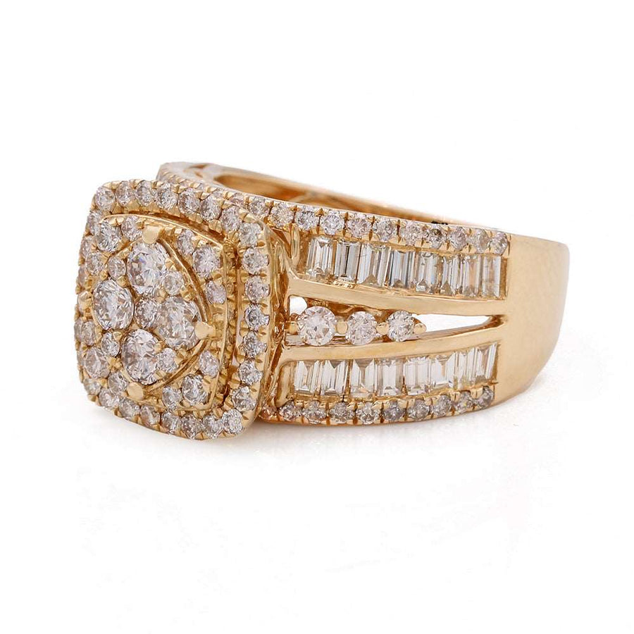 A 14K Yellow Engagement Ring 2.59TDW in Diamonds with baguettes and diamonds by Miral Jewelry.