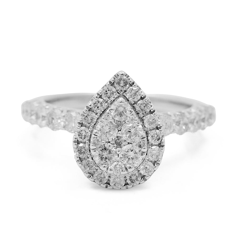 A Miral Jewelry 14K White Gold Women's Contemporary Diamond Engagement Ring with 1.77 TW Round Diamonds.
