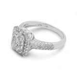 14K White Gold Contemporary Diamond Engagement Ring with 1.33Tw Round Diamond