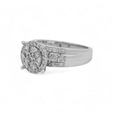 14K White Gold Bridal Woman Ring with Round Diamonds Miral Jewelry