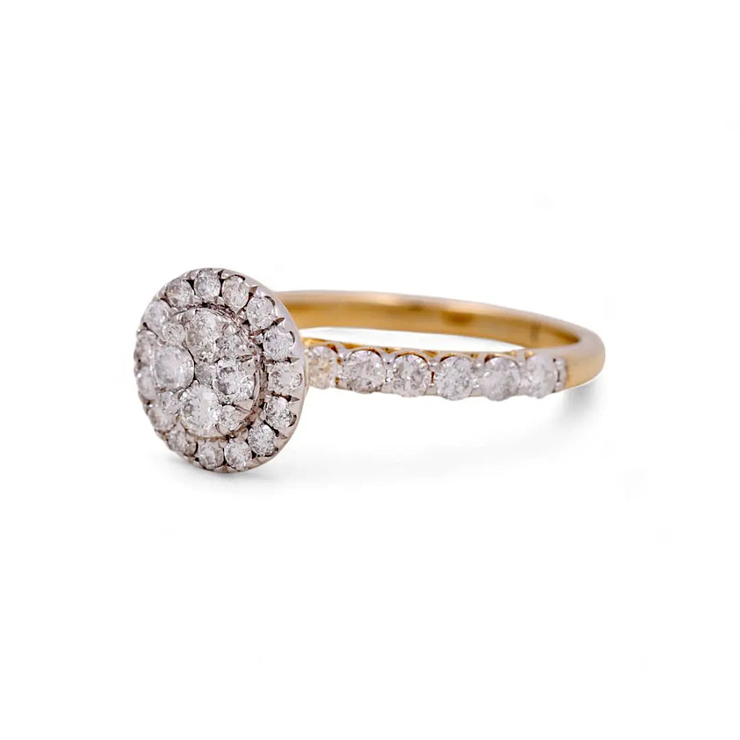 14K Yellow Gold Round Engagement Ring with Rounds Diamonds Miral Jewelry