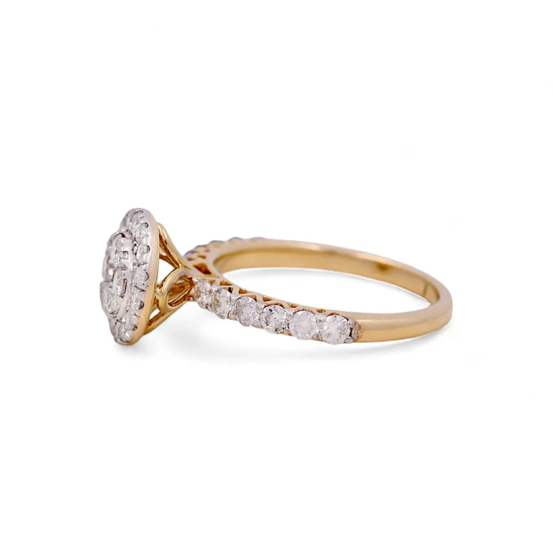 14K Yellow Gold Round Engagement Ring with Rounds Diamonds Miral Jewelry