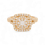 14K Yellow Gold Square Diamond Engagement Ring with 0.97Tw Round  Diamonds