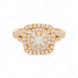 14K Yellow Gold Square Diamond Engagement Ring with 0.97Tw Round  Diamonds