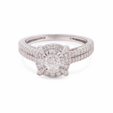 14K White Gold Round Diamond Engagement Ring with 1.00Tw Round  Diamonds