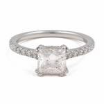 14K White Gold Princess Diamond Engagement Ring with 1.51Tw  Princess Diamonds and0.36Tw Round Diamonds