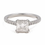 14K White Gold Princess Diamond Engagement Ring with 1.51Tw  Princess Diamonds and0.36Tw Round Diamonds