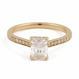 14K Yellow Gold Emerald Diamond Engagement Ring with 1.00Tw  Emerald Diamonds and 0.20Tw Round Diamonds