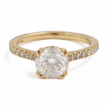 14K Yellow Gold Round Diamond Engagement Ring with 1.50Tw  Round Diamonds and 0.37Tw Round Diamonds