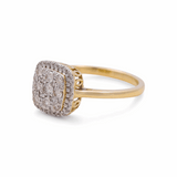 10K Yellow Gold Square Diamond Engagement Ring with 0.50Tw  Round Diamonds