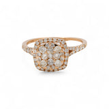 14K Yellow Gold Square Diamond Engagement Ring with 0.95Tw  Round Diamonds