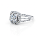 14K White Gold Square Diamond Engagement Ring with 1.69Tw Round Diamond