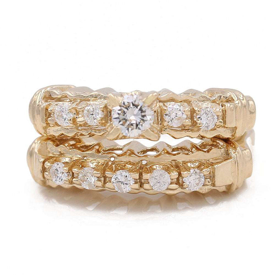 14k Yellow Gold Contemporary Diamond Bridal Set