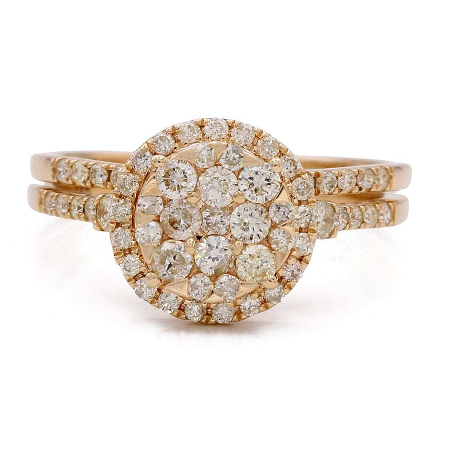 A Miral Jewelry 14K Yellow Gold Contemporary Engagement Ring with a cluster of diamonds.