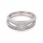 10K White Gold Cocktail Diamond Bridal Set Ring with 0.33Tw Round Diamonds