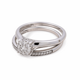 10K White Gold Cocktail Diamond Bridal Set Ring with 0.33Tw Round Diamonds
