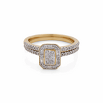 10K Yellow Gold Moderm Diamond Bridal Set Ring with 0.50Tw Baguette and Round Diamonds