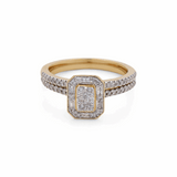 10K Yellow Gold Moderm Diamond Bridal Set Ring with 0.50Tw Baguette and Round Diamonds