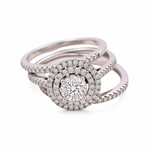 14K White Gold Round Diamond Bridal Set Ring with 0.75Tw Round Diamonds