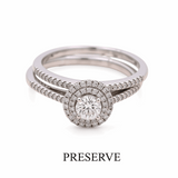 14K White Gold Round Diamond Bridal Set Ring with 0.50Tw Round Diamonds and 0.25Tw Round Diamonds