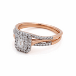 14K Rose Gold Emerald Diamond Bridal Set Ring with 0.37Tw Round Diamonds and Baguette Diamonds