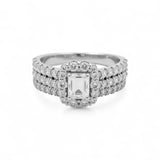 14K White Gold Modern Diamond Bridal Set Ring with 1.50Tw Baguette and Round Diamonds