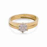 10K Yellow Gold Classic Diamond Bridal Set Ring with 0.16Tw  Round Diamonds