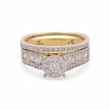 10K Yellow Gold Nicole Lds Diamond Bridal Set Ring with 1.00Tw  Round Diamonds