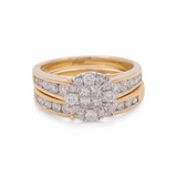 14K Yellow Gold Soleil Diamond Bridal Set Ring with 1.00Tw  Round Diamonds