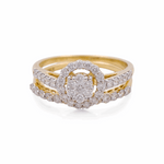 14K Yellow Gold Round Diamond Bridal Set Ring with 0.87Tw  Round Diamonds