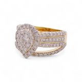 14K Yellow Gold Pear Diamond Bridal Set Ring with 1.37Tw  Round Diamonds