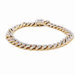 10K Men's Yellow Gold Cuban Link Diamond Bracelet with 3.75 Tw Round Diamonds - Miral Jewelry