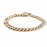 10K Men's Yellow Gold Cuban Link Diamond Bracelet with 3.75 Tw Round Diamonds - Miral Jewelry