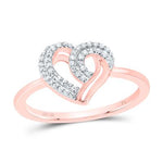 10K Rose Gold Heart Diamond Fashion Ring with 0.16Tw Round Diamonds - Miral Jewelry
