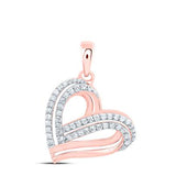 10k Rose Gold Heart Women's Pendant with 0.33Tw Round Diamond - Miral Jewelry