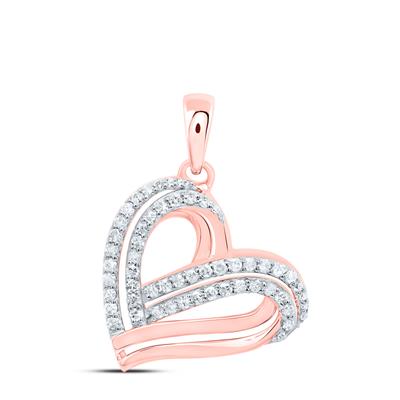 10k Rose Gold Heart Women's Pendant with 0.33Tw Round Diamond - Miral Jewelry
