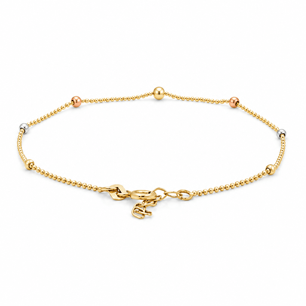10K Tri Color Gold Diamond Cut Bracelet Women's - Miral Jewelry
