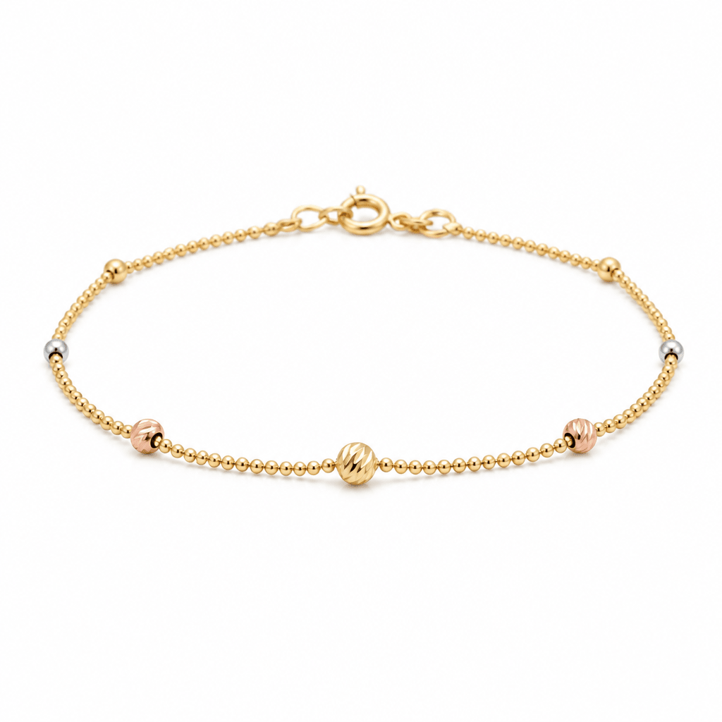 10K Tri Color Gold Diamond Cut Bracelet Women's - Miral Jewelry