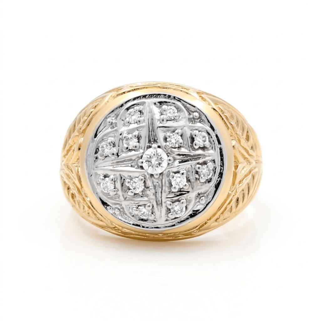 10K Two-Tone Gold Men's Star Dome Diamond Ring 0.35 ct tw
