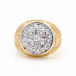 10K Two Tone White/Yellow Geometric Diamond Men's Ring with 0.35Tw Round Diamonds - Miral Jewelry