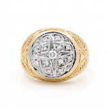 10K Two Tone White/Yellow Geometric Diamond Men's Ring with 0.35Tw Round Diamonds - Miral Jewelry